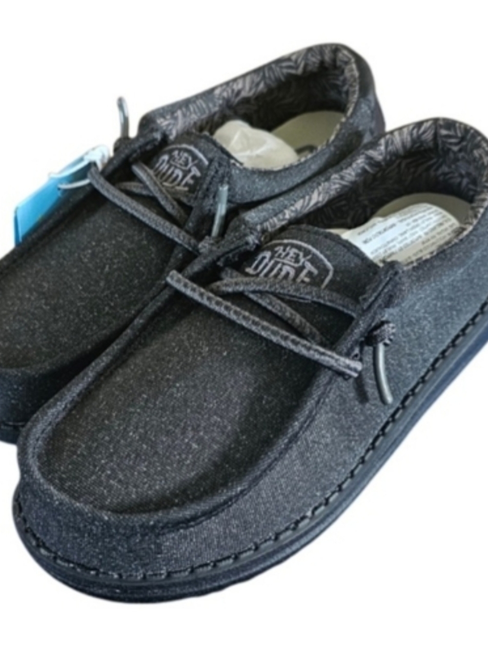 Hey Dude Kids Black Canvas Casual Slip-On Sneakes  New In Box